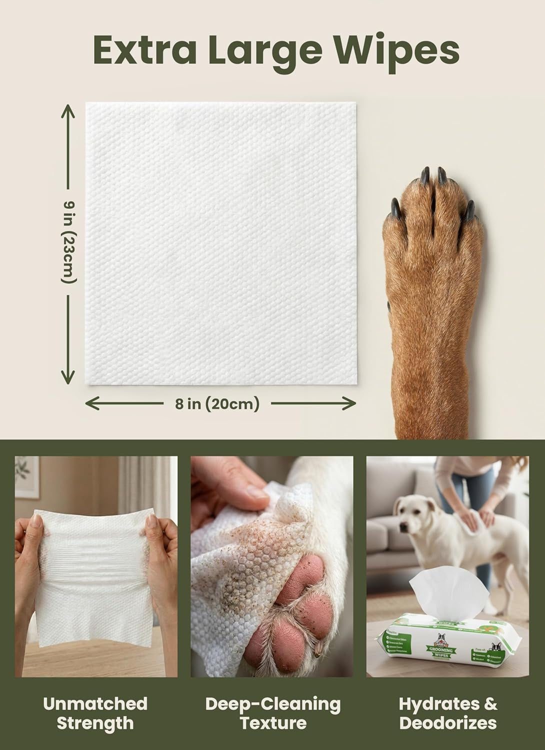 Pogi’S Dog Wipes – Hypoallergenic Pet Wipes for Paws, Body & Butt – Cleaning & Hydrating, Fragrance Free, 400 Count