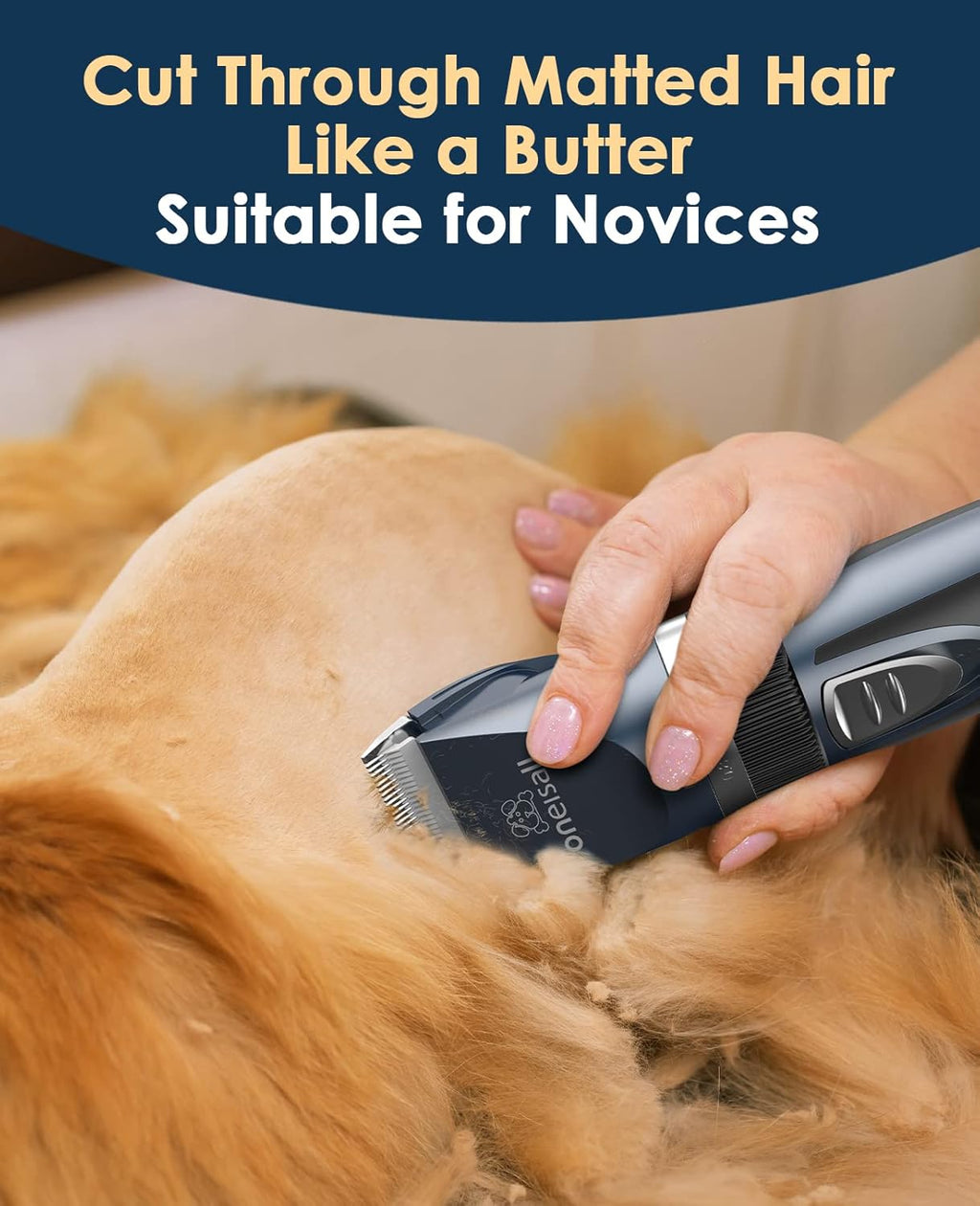 Quiet Cat Clippers for Matted & Long Hair, 2-Speed Cordless Pet Shaver Grooming Kit for Cats, Small Dogs & Animals (Blue)