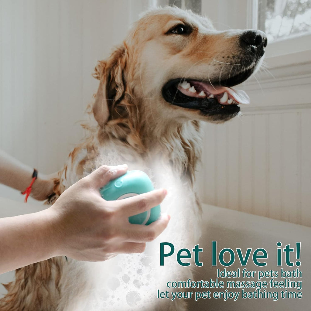 Pet Bath Brush Dog Baths Brush Shampoo Dispenser Soft Silicone Dog Bathing Brushes Dogs Shampoo Brushes Scrubbers for Cats and Dogs Shower Brush Grooming (Blue)